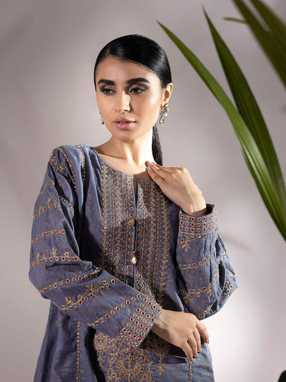 Edenrobe - Pret 2Pc Embroidered Cotton Shirt Trouser - EWTKE20-67117 (2-PCS)