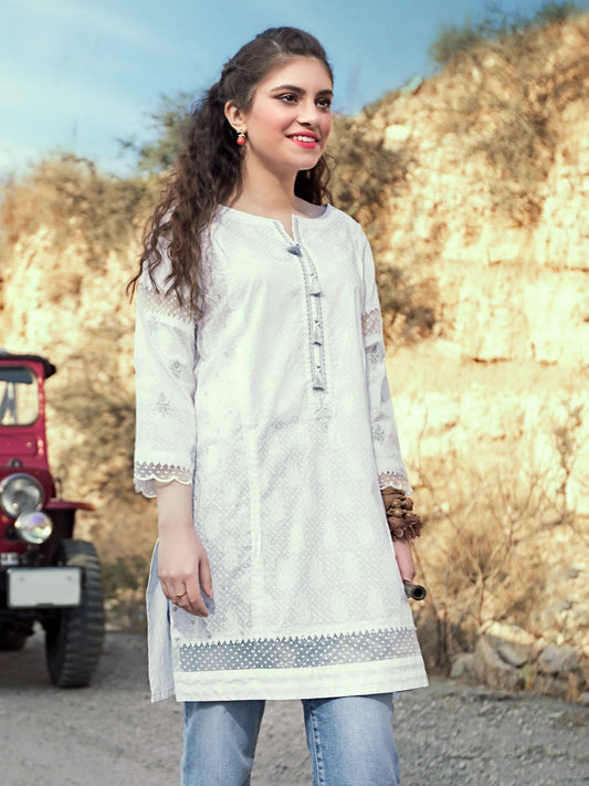 Edenrobe - Pret 1Pc Embroidered Organza Shirt - EWTKE20-67132