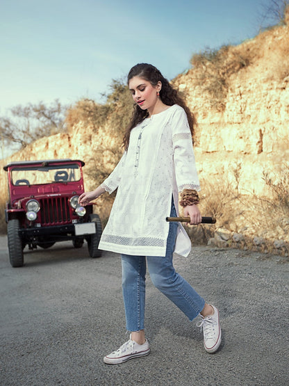 Edenrobe - Pret 1Pc Embroidered Organza Shirt - EWTKE20-67132