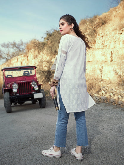 Edenrobe - Pret 1Pc Embroidered Organza Shirt - EWTKE20-67132