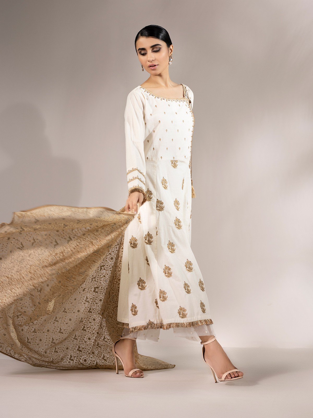 Edenrobe - Pret 2Pc Embroidered Jacquard Shirt Dupatta - EWTKE20-67134 (2PC-D)