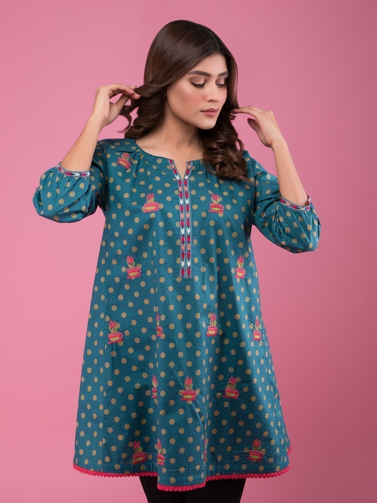 Edenrobe - Pret 1Pc Embroidered Cambric Shirt - EWTKE20-67148
