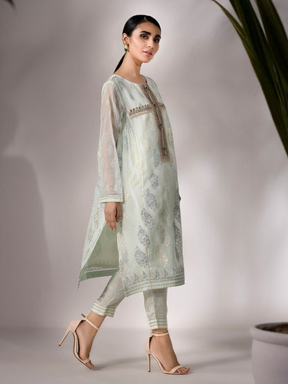 Edenrobe - Pret 2Pc Embroidered Green Shirt Trouser - EWTKE20-67154 (2-Pcs)