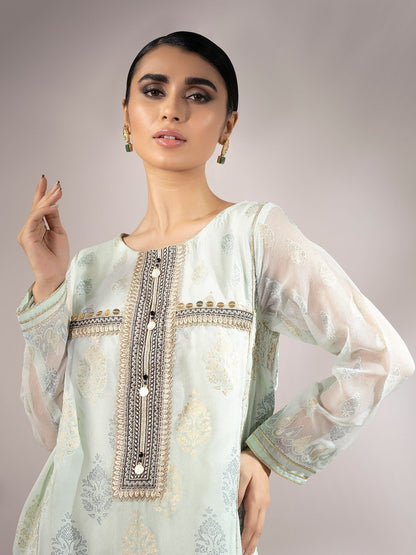 Edenrobe - Pret 2Pc Embroidered Green Shirt Trouser - EWTKE20-67154 (2-Pcs)