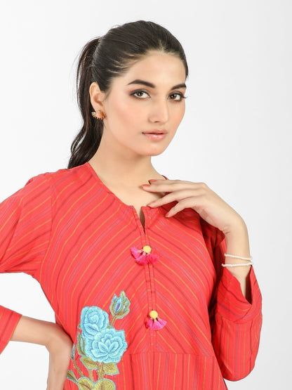 Edenrobe - Pret 1Pc Embroidered Jacquard Shirt - EWTKE20-67224