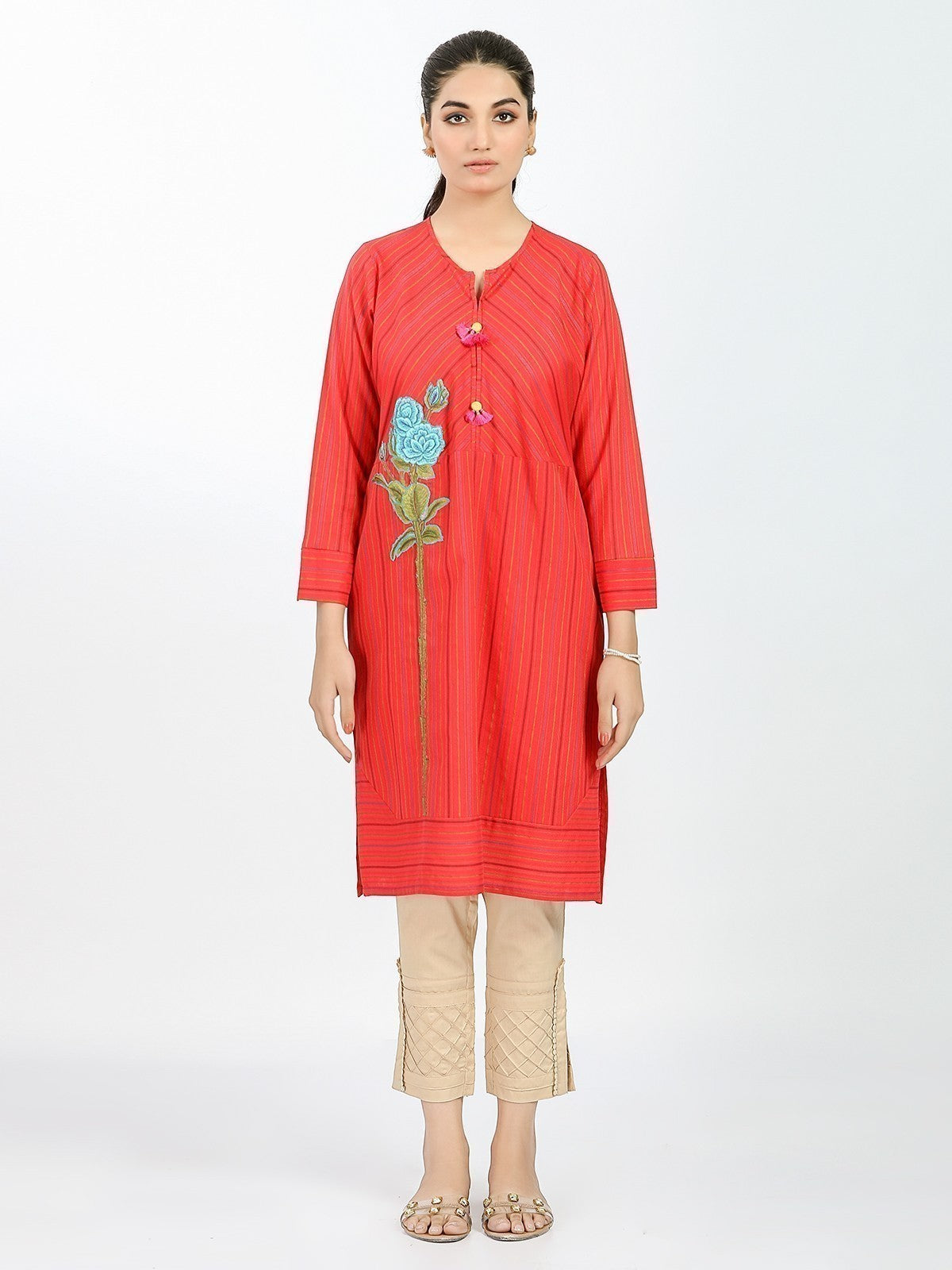 Edenrobe - Pret 1Pc Embroidered Jacquard Shirt - EWTKE20-67224