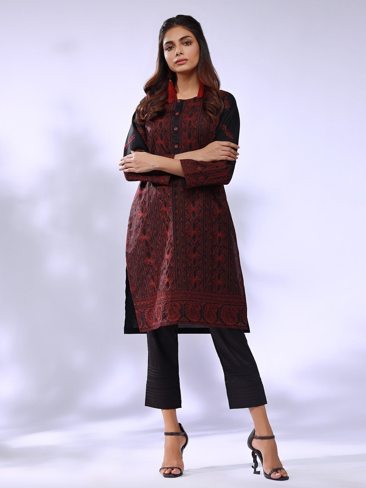 Edenrobe - Pret 1Pc Embroidered Cotton Shirt - EWTKE20-67247