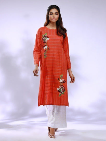 Edenrobe - Pret 1Pc Embroidered Jacquard Shirt - EWTKE20-67248