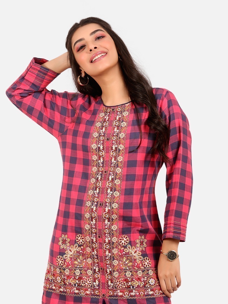 Edenrobe - Pret 1Pc Embroidered Cotton Shirt - EWTKE20-67258