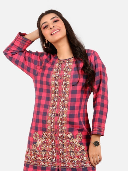 Edenrobe - Pret 1Pc Embroidered Cotton Shirt - EWTKE20-67258