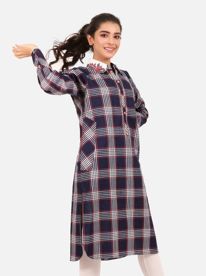 Edenrobe - Pret 1Pc Embroidered Blue Shirt - EWTKE20-67260