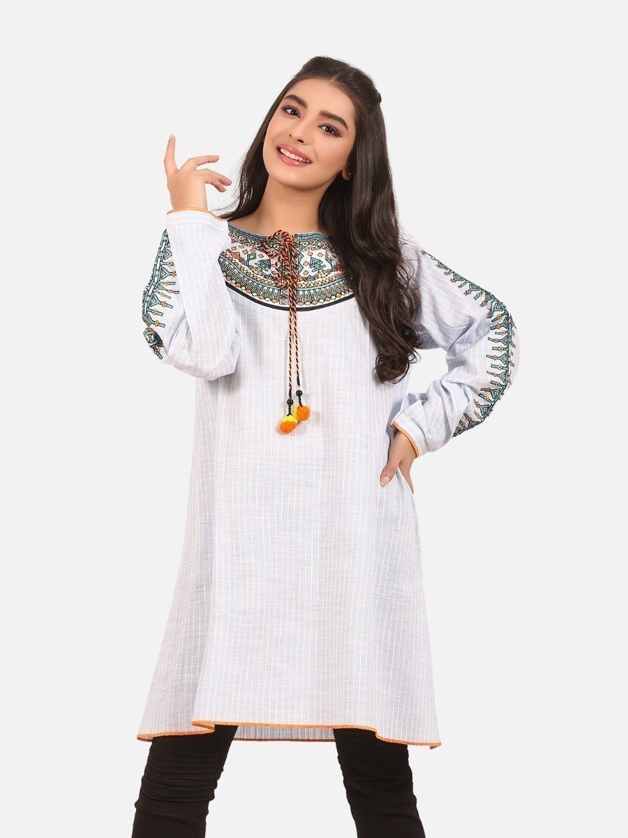 Edenrobe - Pret 1Pc Embroidered Cotton Shirt - EWTKE20-67264