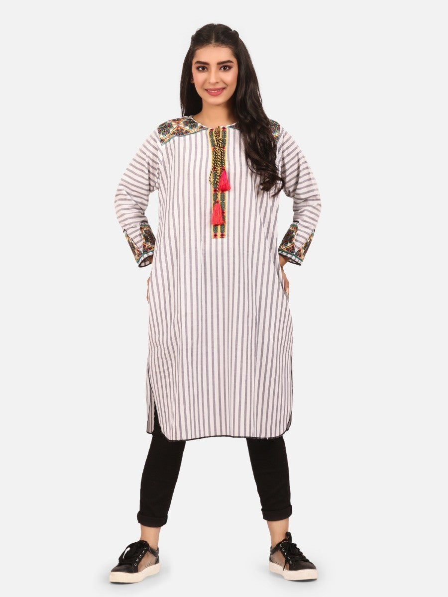 Edenrobe - Pret 1Pc Embroidered Cotton Shirt - EWTKE20-67266