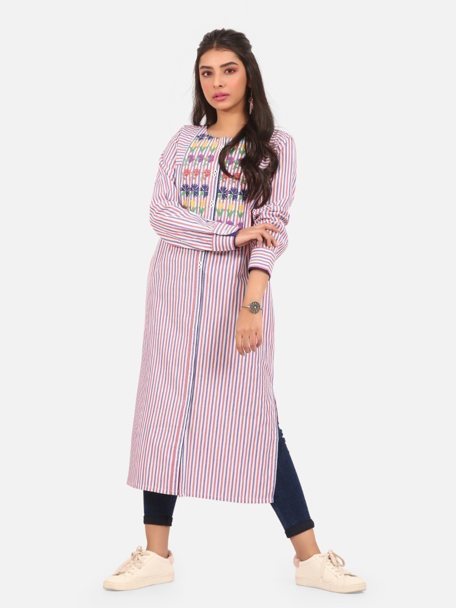 Edenrobe - Pret 1Pc Embroidered Cotton Shirt - EWTKE20-67268