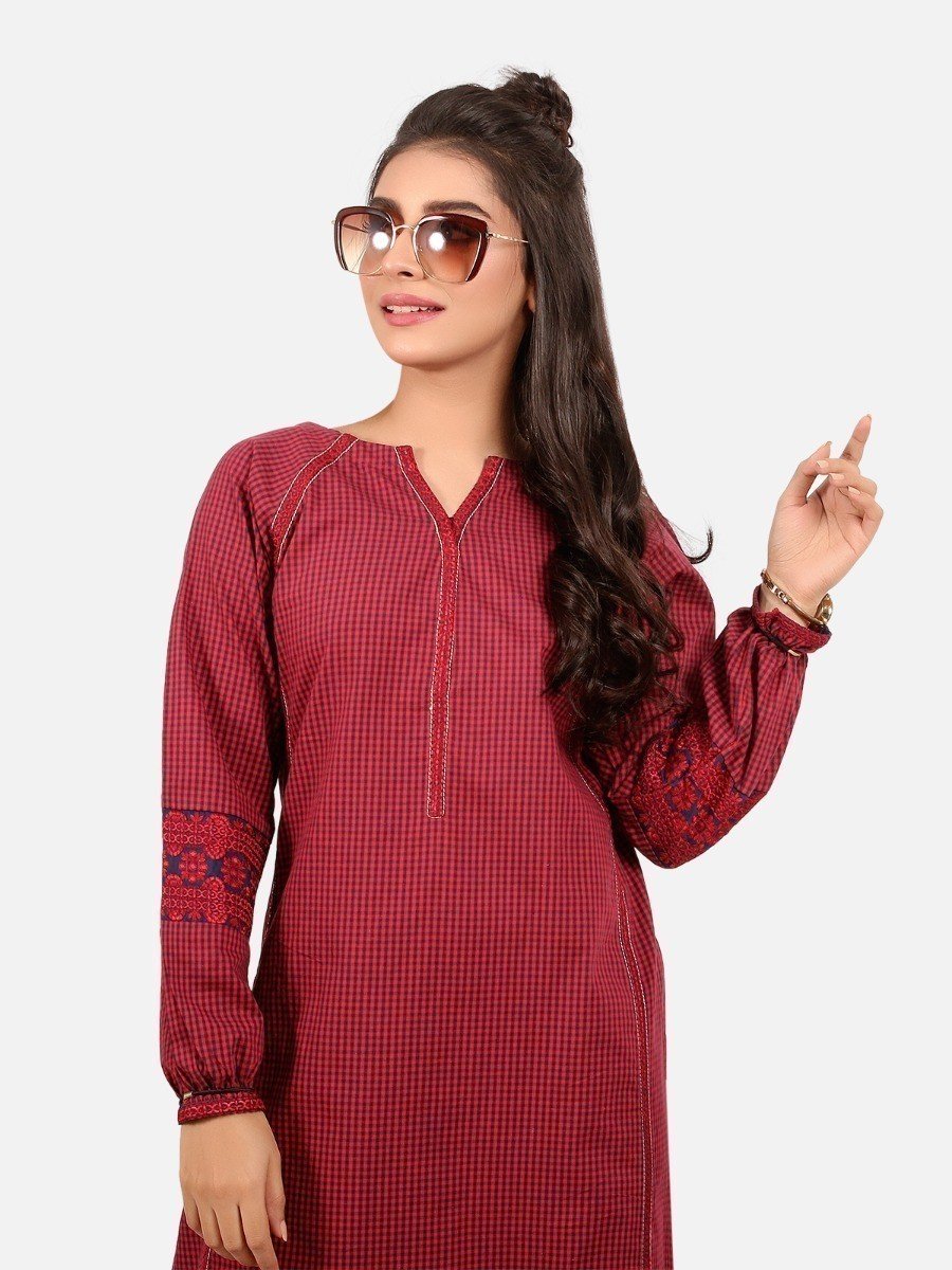 Edenrobe - Pret 1Pc Embroidered Cotton Shirt - EWTKE20-67270