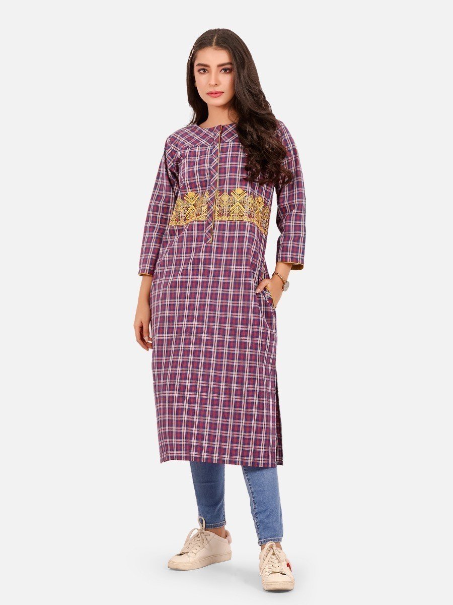 Edenrobe - Pret 1Pc Embroidered Cotton Shirt - EWTKE20-67278