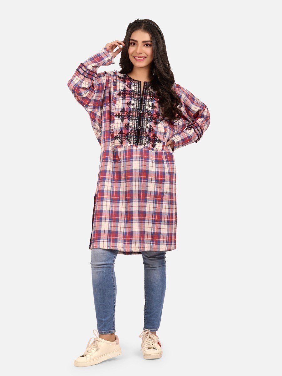 Edenrobe - Pret 1Pc Embroidered Cotton Shirt - EWTKE20-67280