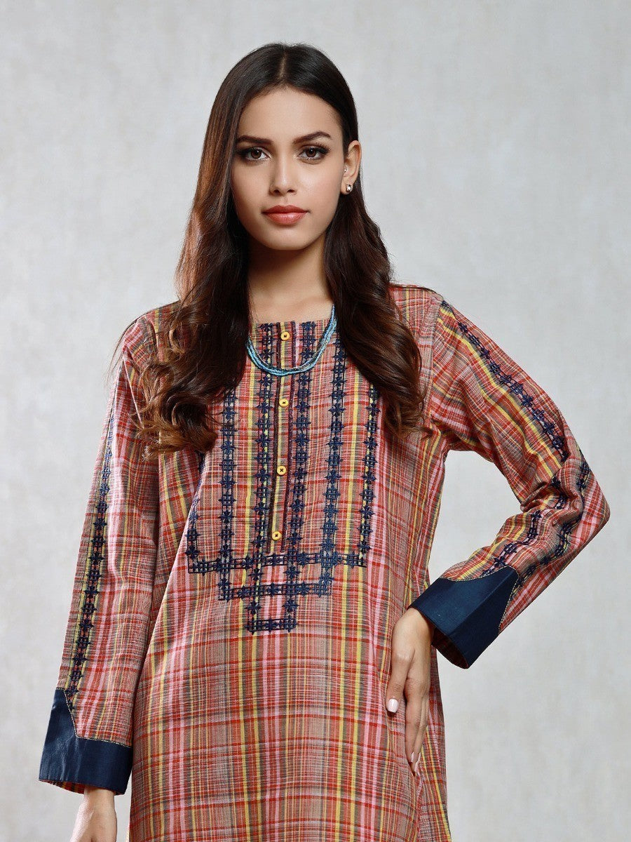 Edenrobe - Pret 1Pc Embroidered Cotton Shirt - EWTKE20-67289