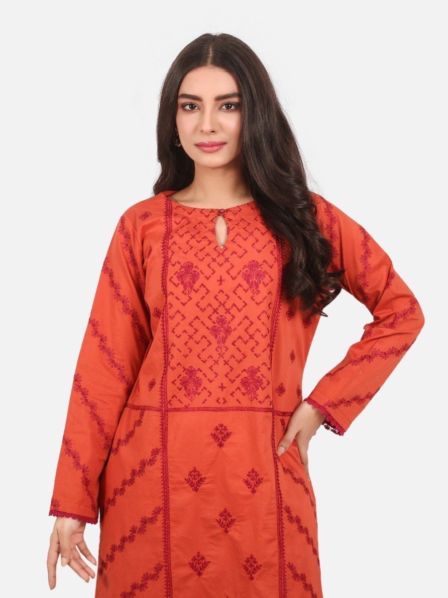 Edenrobe - Pret 1Pc Embroidered Cotton Shirt - EWTKE20-67302