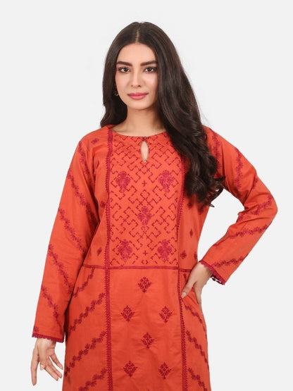 Edenrobe - Pret 1Pc Embroidered Cotton Shirt - EWTKE20-67302