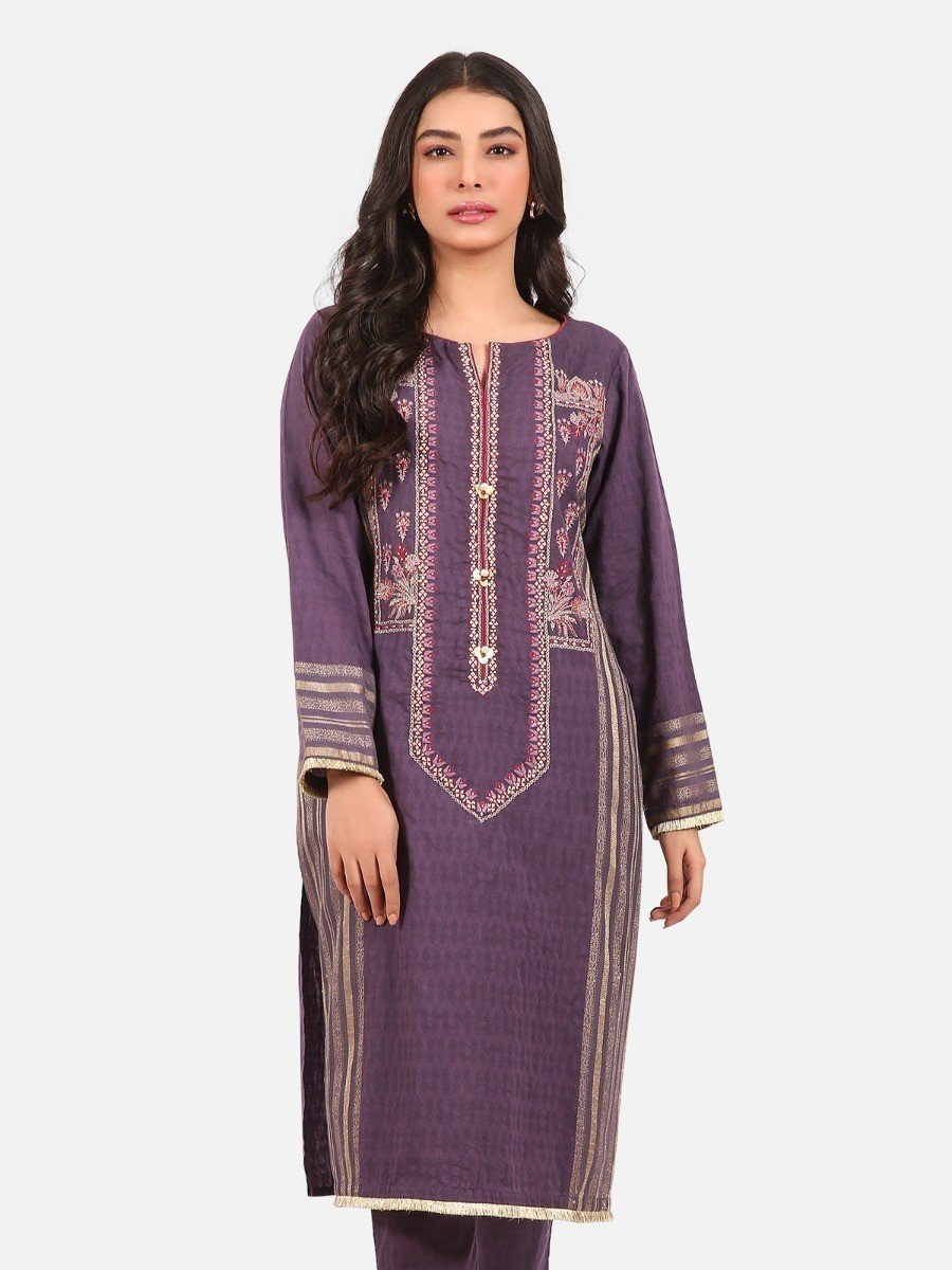 Edenrobe - Pret 2Pc Embroidered Jacquard Shirt Trouser - EWTKE20-67304 (2-PCS)