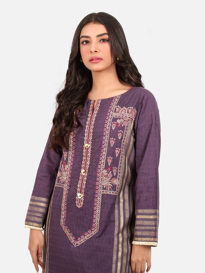 Edenrobe - Pret 2Pc Embroidered Jacquard Shirt Trouser - EWTKE20-67304 (2-PCS)