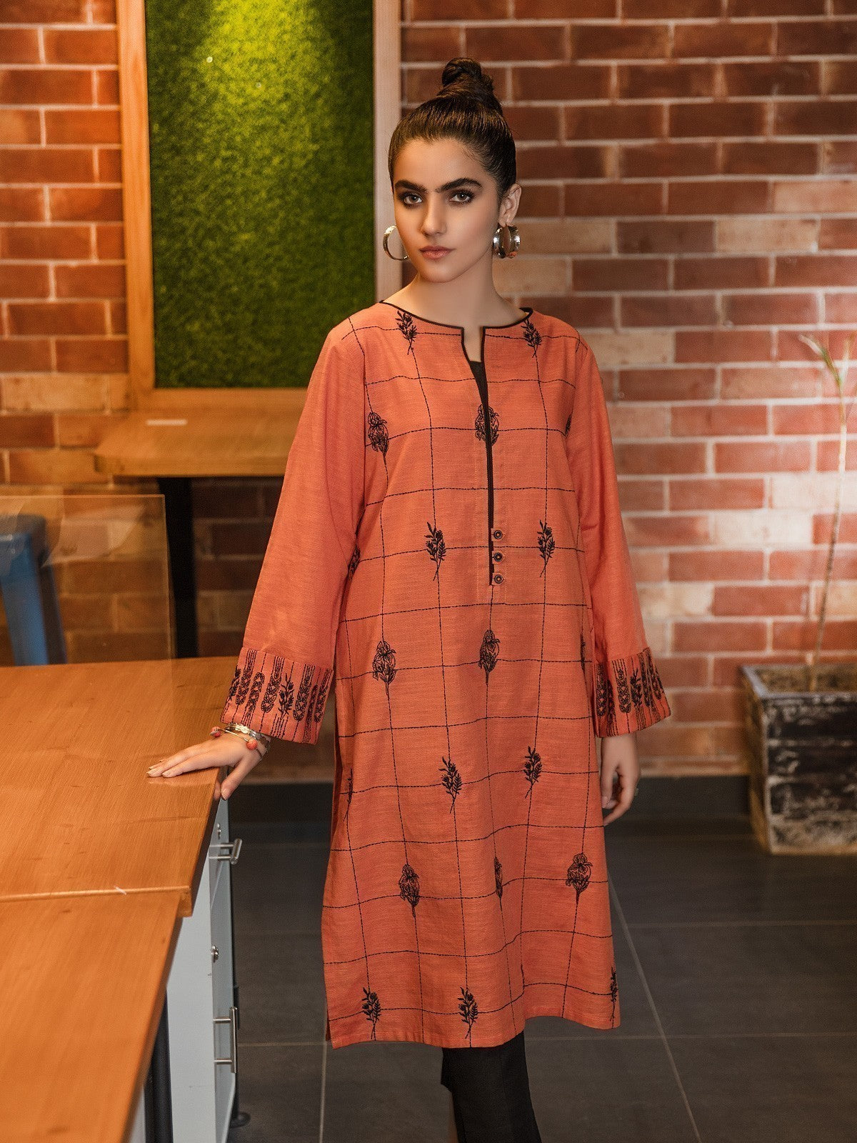 Edenrobe - Pret 1Pc Embroidered Khaddar Shirt - EWTKE20-67344