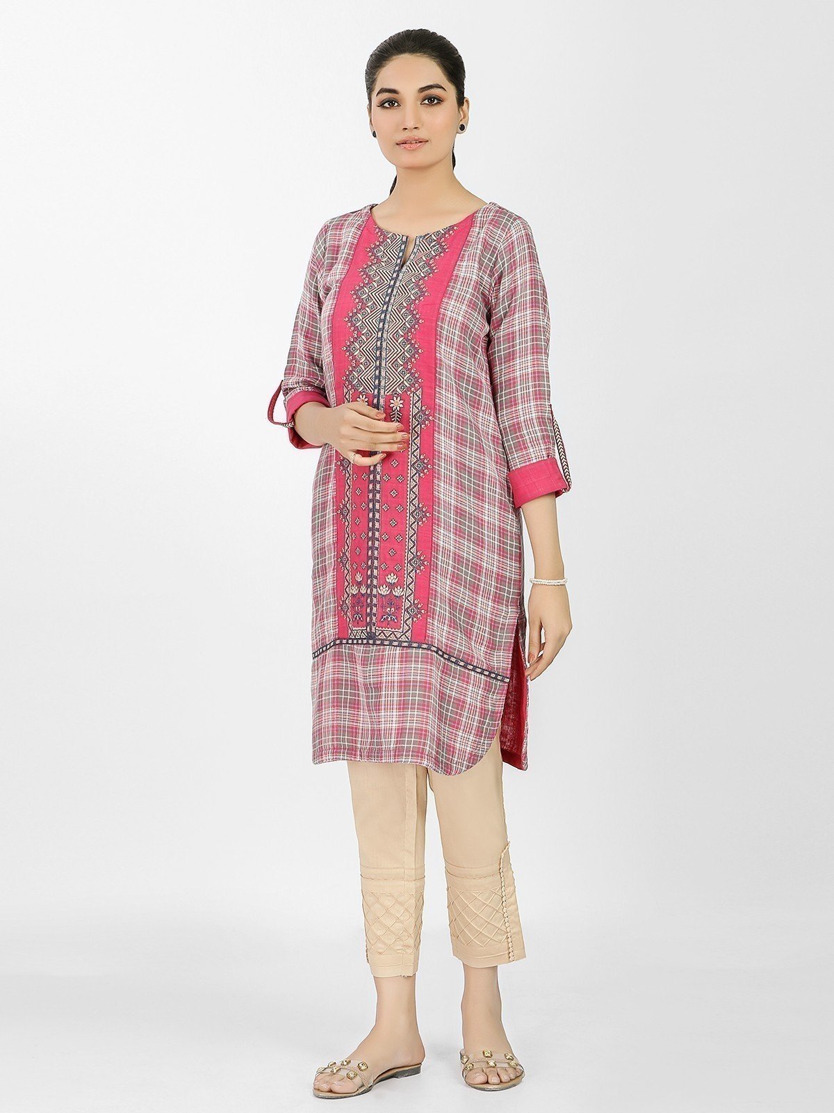 Edenrobe - Pret 1Pc Embroidered Cotton Shirt - EWTKE20-67411