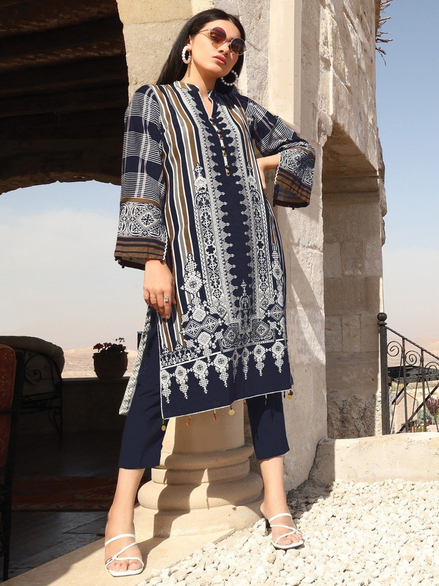 Edenrobe - EWU20W12-20203 Unstitched Multi Printed Cotton 1 Piece