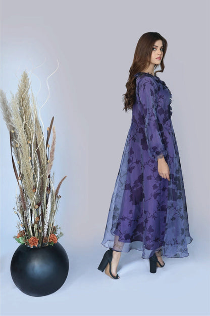 Bareeq Outfits - Orchid Floral Printed Frock