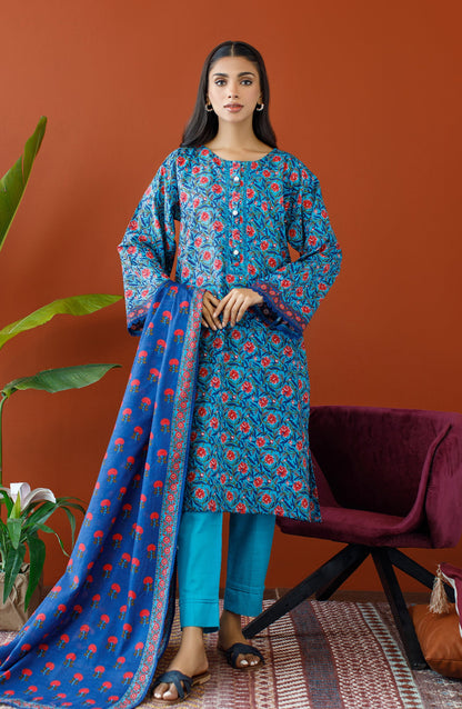 Orient - Unstitched 3 Piece Printed Khaddar Shirt , Khaddar Pant and Khaddar Dupatta