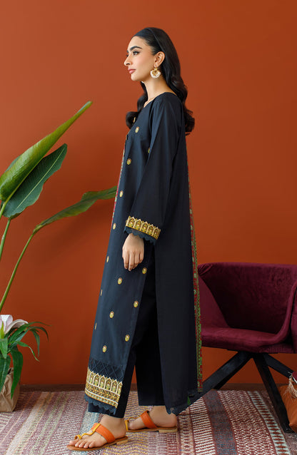 Orient - Stitched 3 Piece Embroidered Cambric Shirt , Cambric Pant and Lawn Dupatta