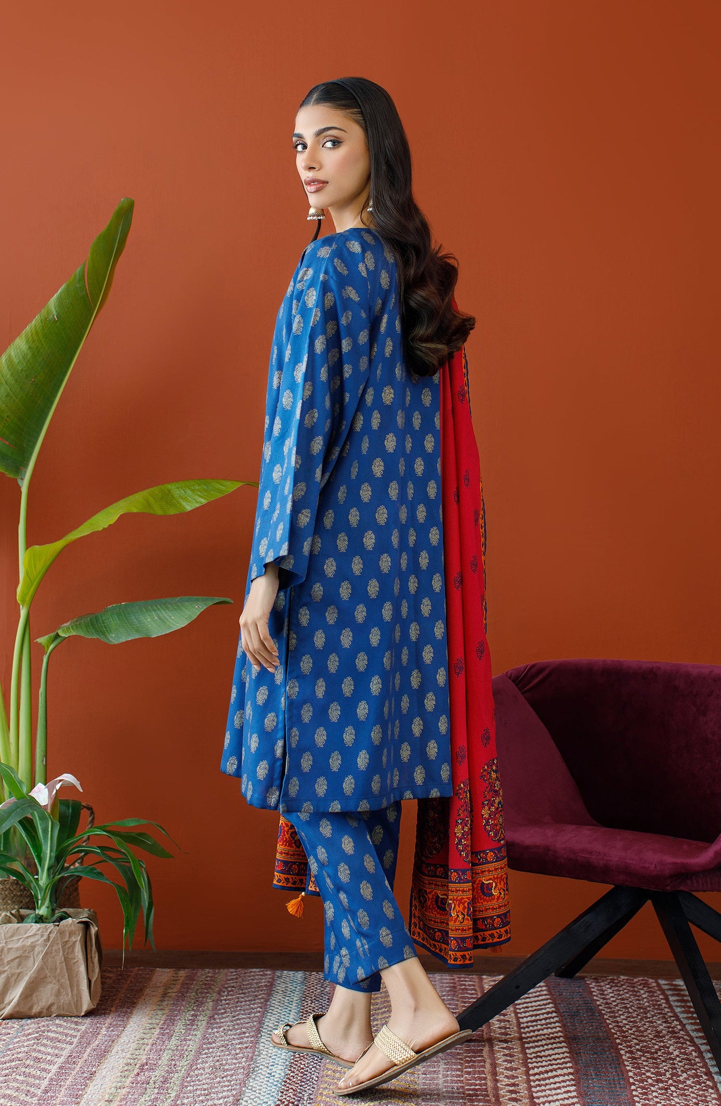 Orient - Unstitched 3 Piece Embroidered Cottel Shirt , Cottel Pant and Cottel Dupatta