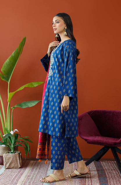 Orient - Unstitched 3 Piece Embroidered Cottel Shirt , Cottel Pant and Cottel Dupatta