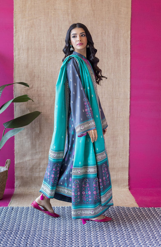 Orient - Unstitched 3 Piece Embroidered Khaddar Shirt , Khaddar Pant and Khaddar Dupatta