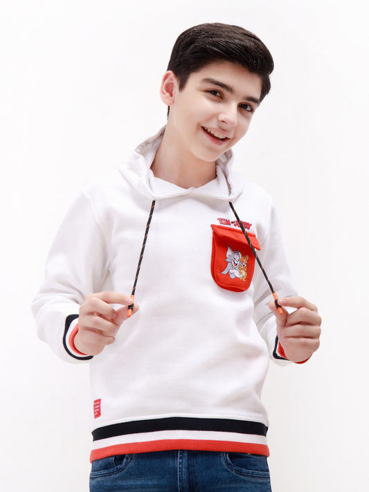 Edenrobe - Boy's White Hoodie - EBTH21-010