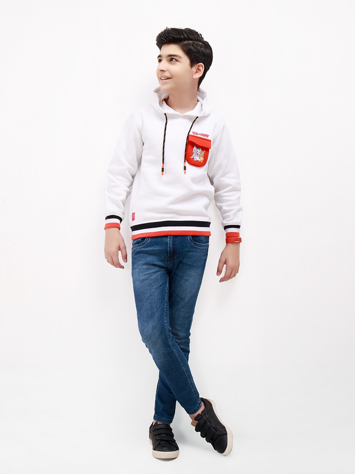 Edenrobe - Boy's White Hoodie - EBTH21-010