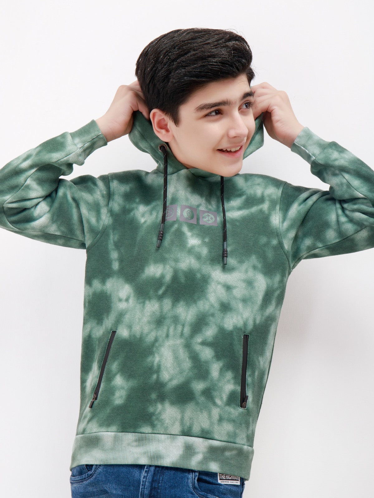 Edenrobe - Boy's Blue & Green Hoodie - EBTH21-011