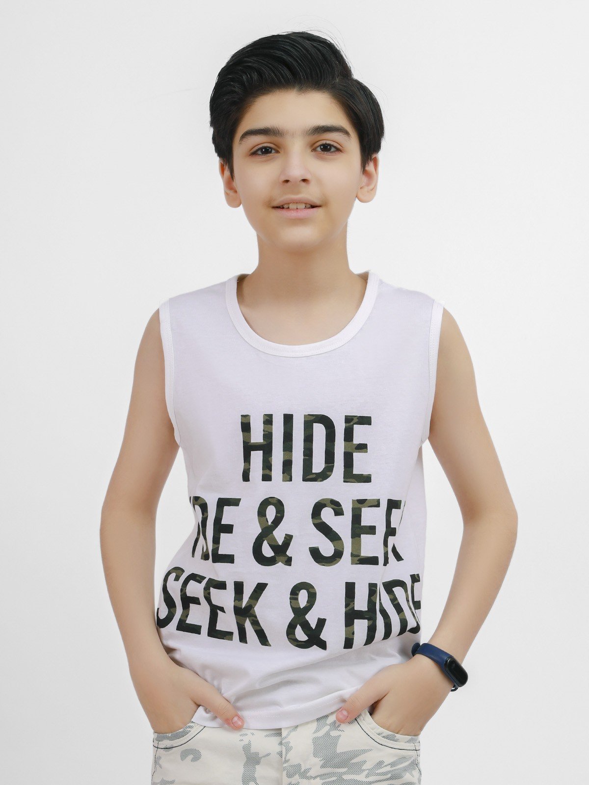 Edenrobe - Boy's White Tank Top - EBTT21-005