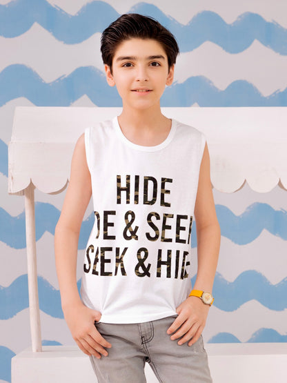 Edenrobe - Boy's White Tank Top - EBTT21-005