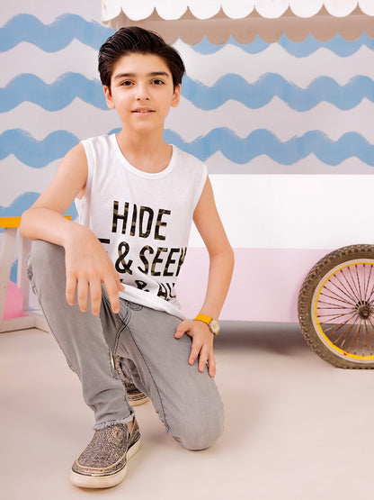 Edenrobe - Boy's White Tank Top - EBTT21-005