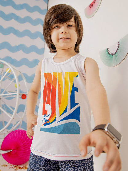 Edenrobe - Boy's White Tank Top - EBTT21-014