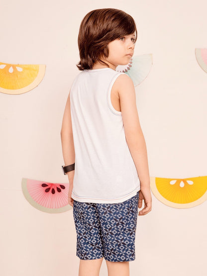 Edenrobe - Boy's White Tank Top - EBTT21-014