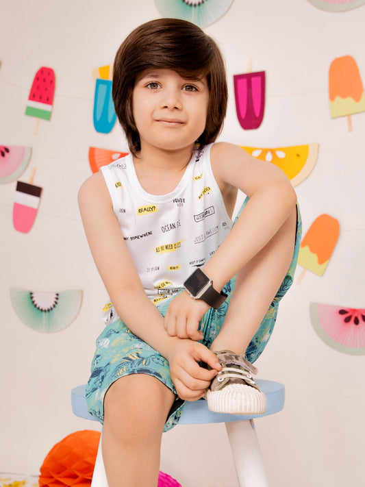 Edenrobe - Boy's White Tank Top - EBTT21-018