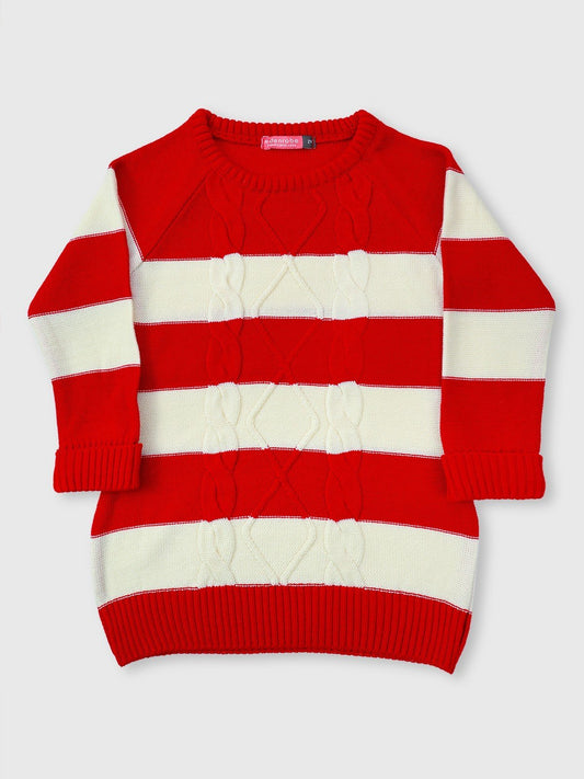 Edenrobe - Girl's White Sweater Frock - EGTF21W-001