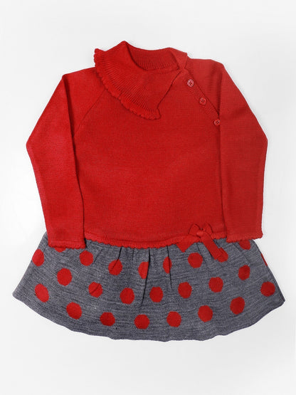 Edenrobe - Girl's Deep Red Sweater Frock - EGTF21W-006