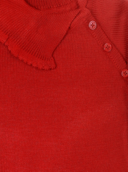 Edenrobe - Girl's Deep Red Sweater Frock - EGTF21W-006