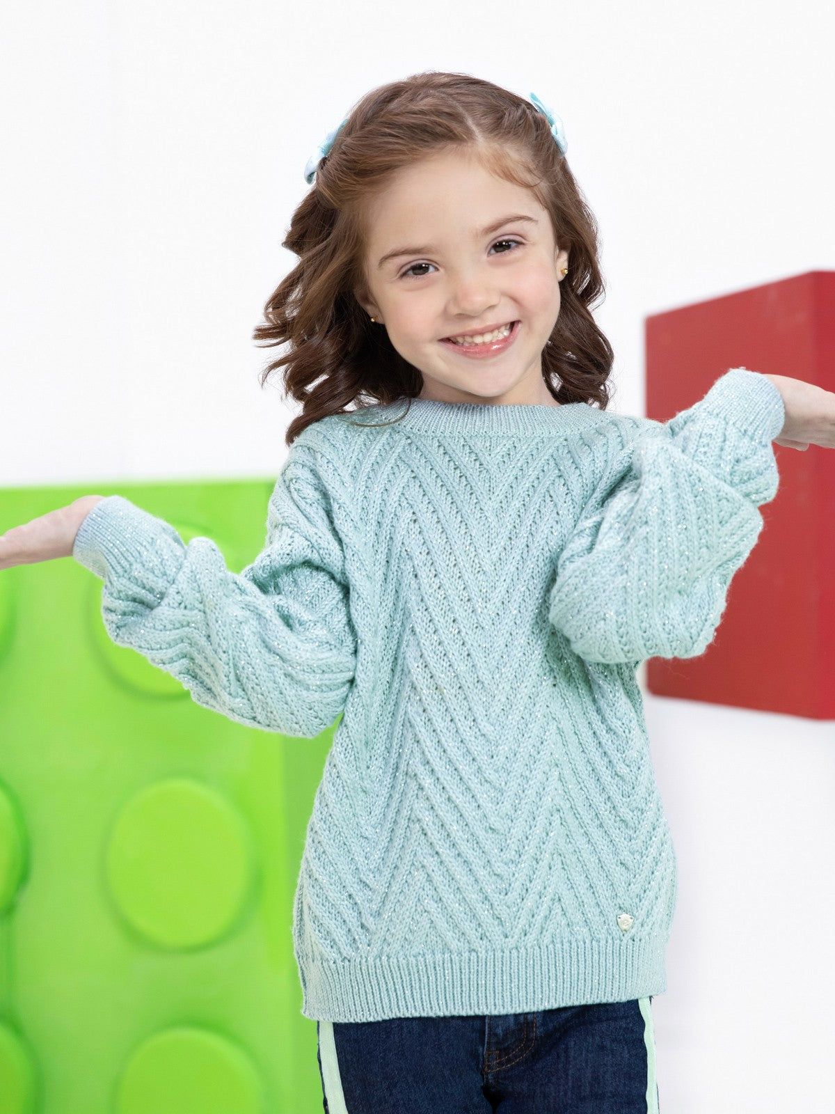 Edenrobe - Girl's Teal Green Sweater - EGTSWT21-005
