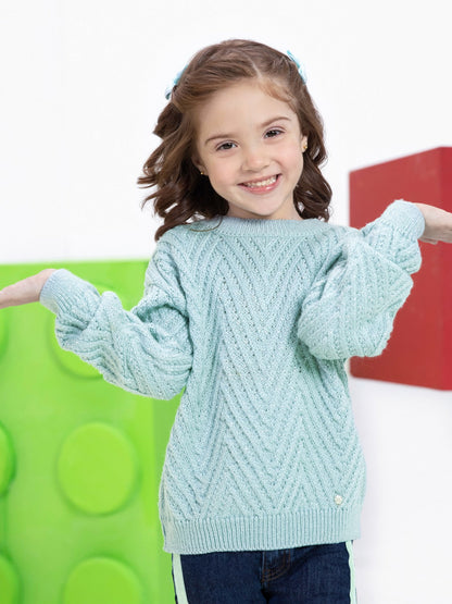 Edenrobe - Girl's Teal Green Sweater - EGTSWT21-005