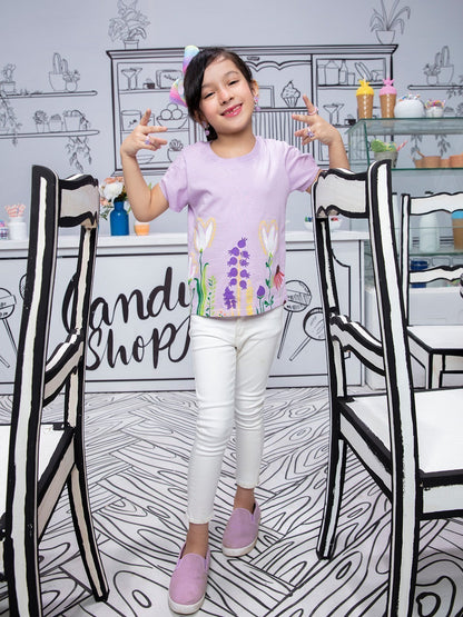 Edenrobe - Girl's Lavender Top - EGTK21-010